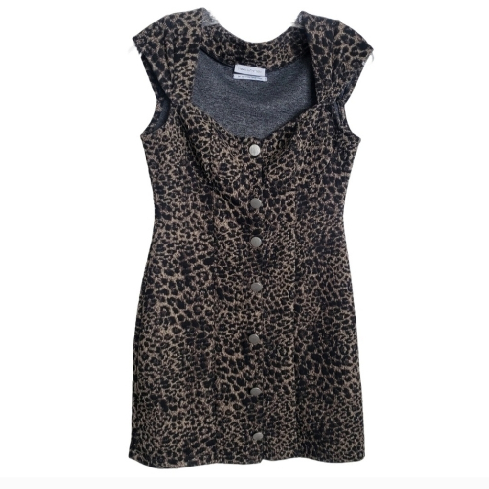 🌻Urban Outfitters Leopard Button Up Jumper Dress, Size S - Picture 2 of 4